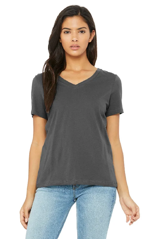 Bella + Canvas Womens Relaxed Jersey Short Sleeve V-Neck T-Shirt - Asphalt Grey