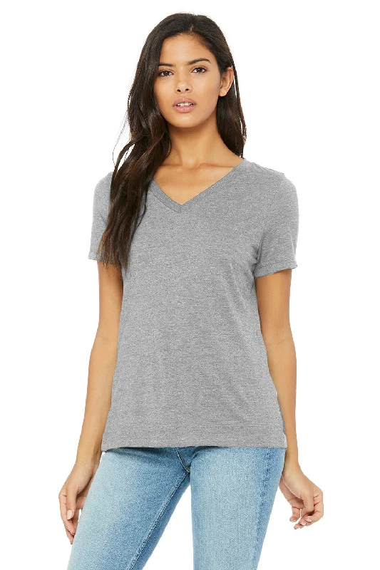 Bella + Canvas Womens CVC Short Sleeve V-Neck T-Shirt - Heather Grey