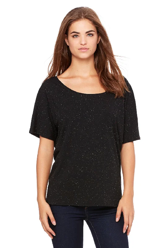 Bella + Canvas Womens Slouchy Short Sleeve Wide Neck T-Shirt - Black Speckled