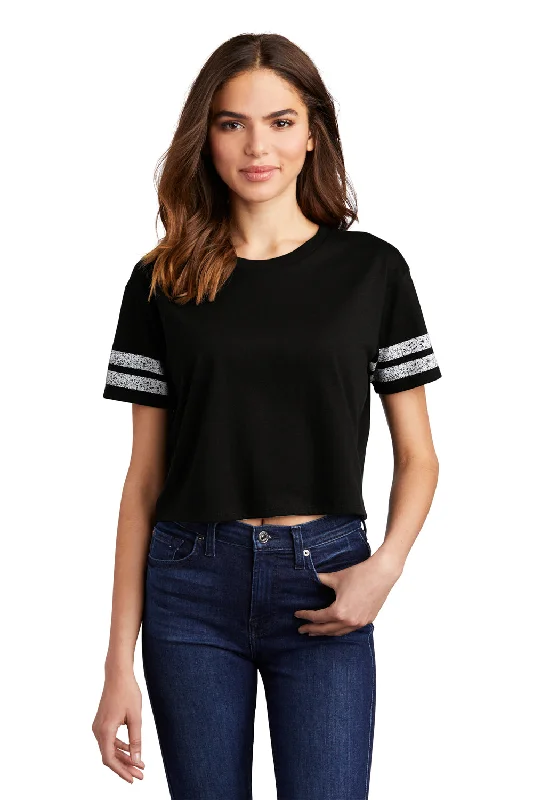 District Womens Scorecard Crop Short Sleeve Crewneck T-Shirt - Black/White - Closeout