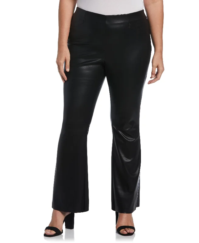 Plus Size Vegan Leather High Waist Bootcut Pant