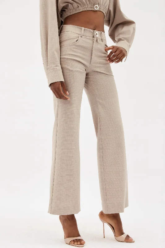 Flared Beige Marle Trouser