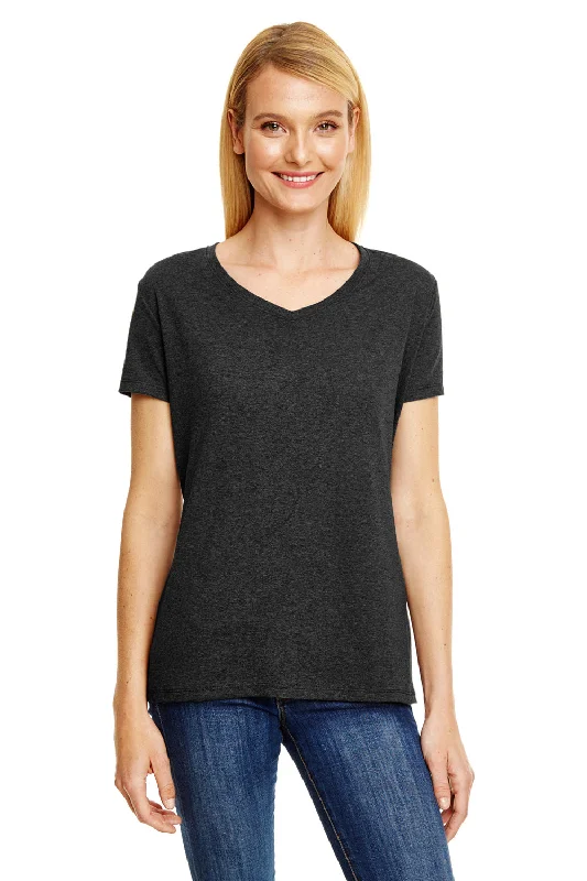 Hanes Womens X-Temp FreshIQ Moisture Wicking Short Sleeve V-Neck T-Shirt - Solid Black