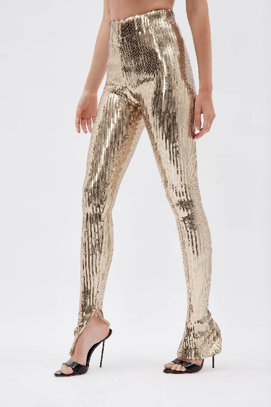 High Waisted Gold Sequin Leggings