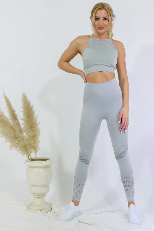 Legging and High Neck Top Set - Gray