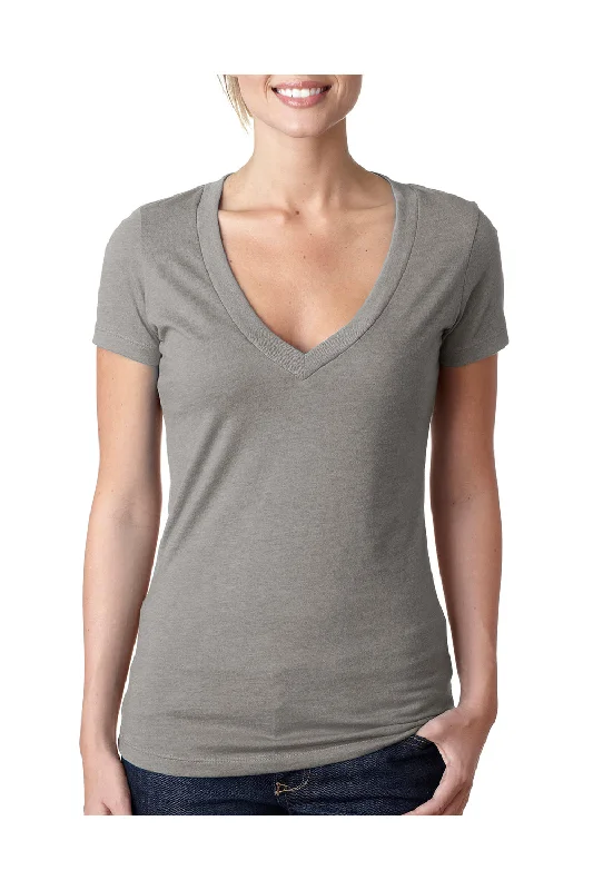 Next Level Womens CVC Jersey Short Sleeve V-Neck T-Shirt - Stone Grey - Closeout