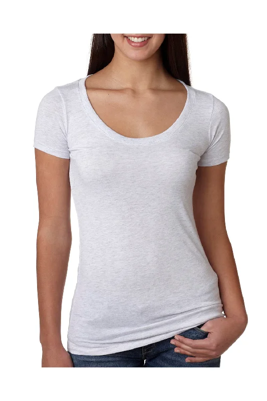 Next Level Womens Jersey Short Sleeve Scoop Neck T-Shirt - Heather White - Closeout