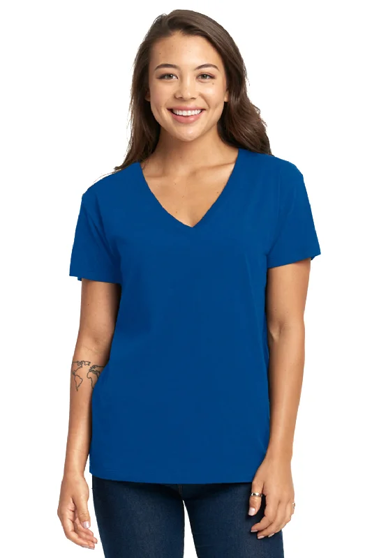 Next Level Womens Relaxed Short Sleeve V-Neck T-Shirt - Royal Blue - Closeout