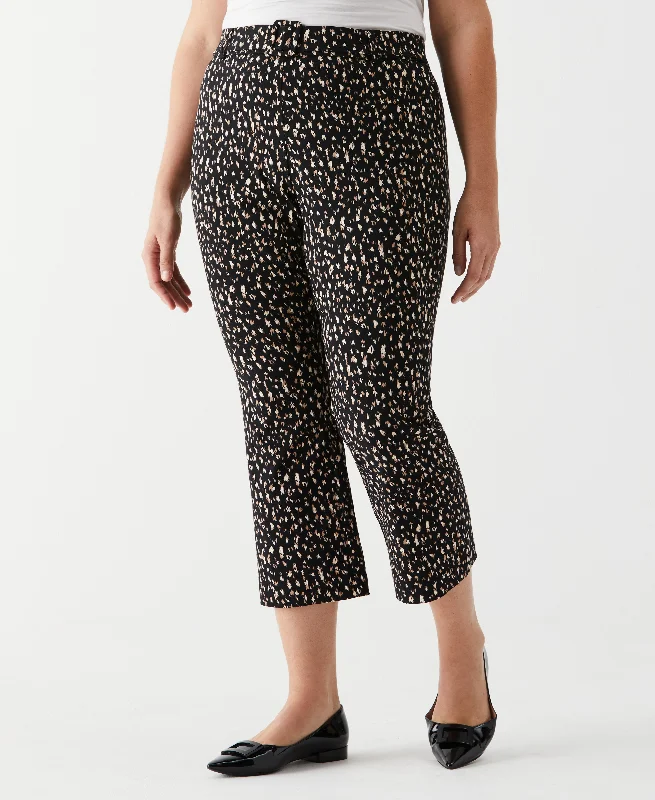 Plus Size Printed Crop Boot Cut Pant with Belt