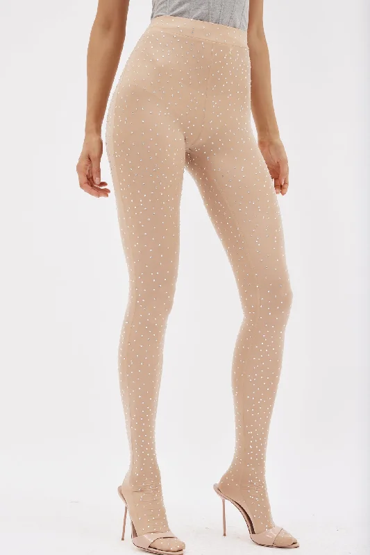 Rane Beige Crystal Stocking Pants