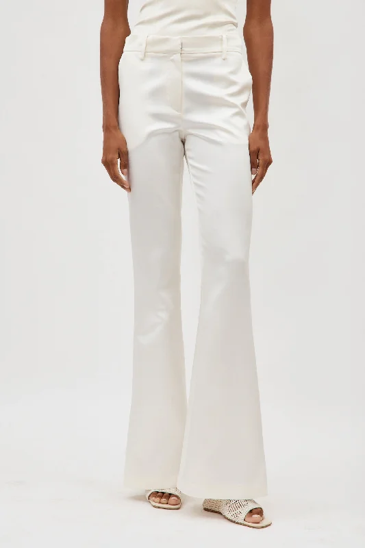 Wool White Flared Pants