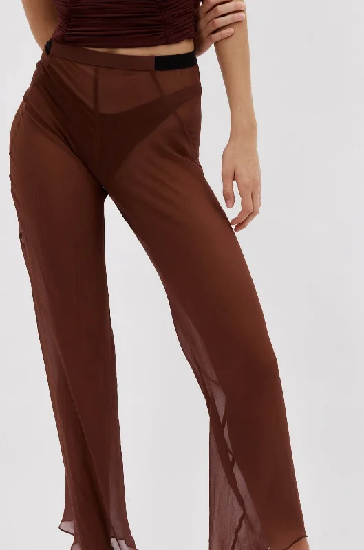 Silk Chiffon Mahogany Bias Trouser