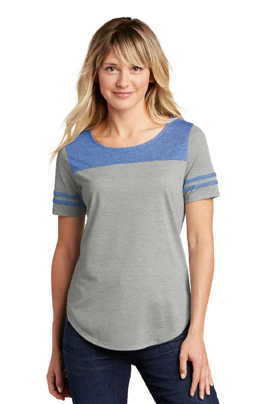 Sport-Tek Womens Fan Moisture Wicking Short Sleeve Crewneck T-Shirt - Heather Light Grey/Heather True Royal Blue