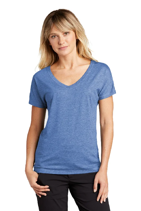 Sport-Tek Womens Moisture Wicking Short Sleeve V-Neck T-Shirt - Heather True Royal Blue - Closeout