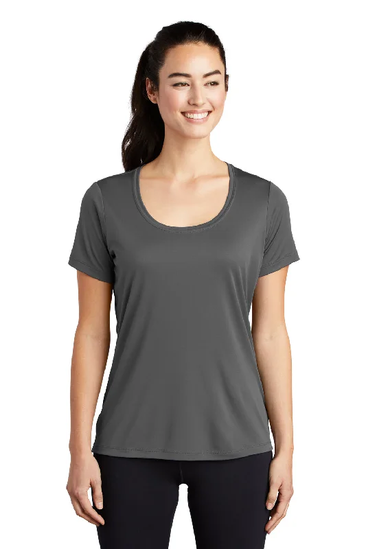 Sport-Tek Womens Moisture Wicking Short Sleeve Scoop Neck T-Shirt - Dark Smoke Grey