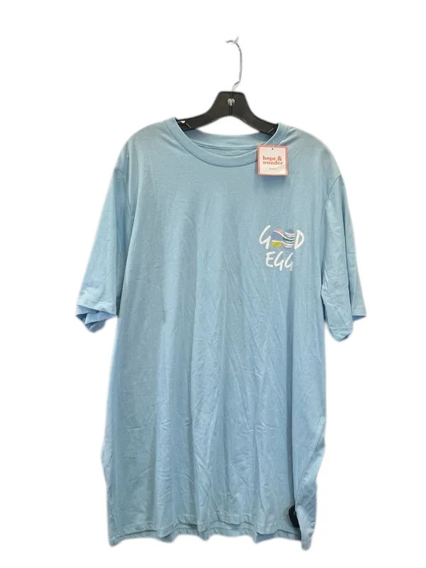 Top Short Sleeve Basic By hope and wonder - good egg In Blue, Size: 2x