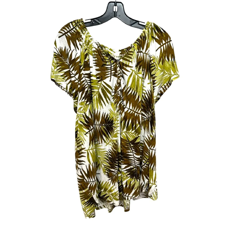 Top Short Sleeve By Chaps In Tropical Print, Size: Xxl