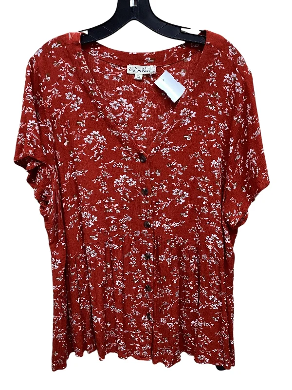 Top Short Sleeve By Indigo Rd In Floral Print, Size: 3x