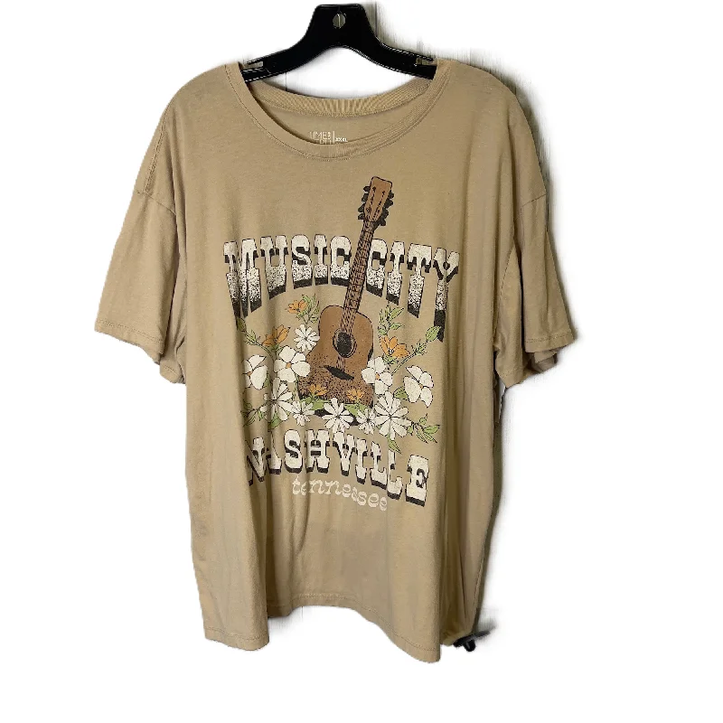 Top Short Sleeve By Time And Tru In Tan, Size: 2x