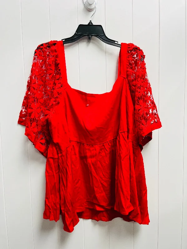 Top Short Sleeve By White Birch In Red, Size: 2x