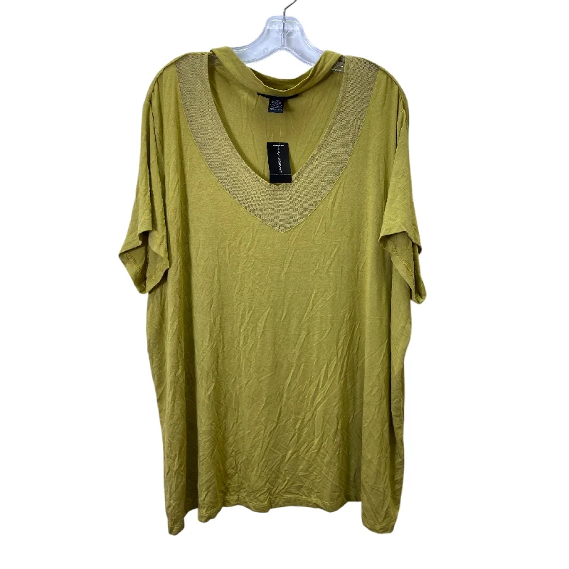 Top Ss Basic By Ashley Stewart In Yellow, Size:3X