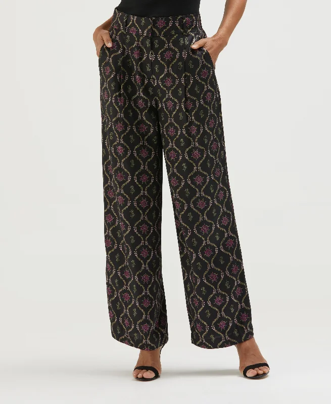 Trellis Print High Rise Wide Leg Pant