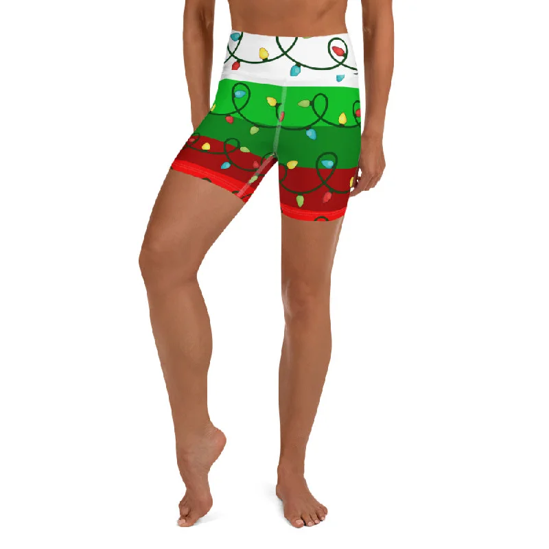 Festive Christmas Lights Yoga Shorts