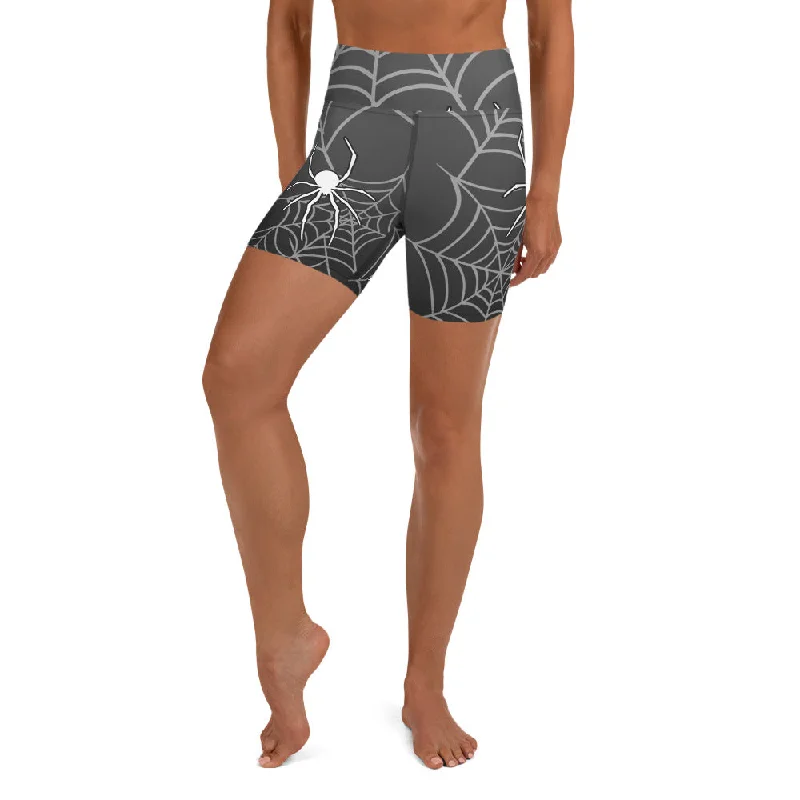 Halloween Spiderwebs Yoga Shorts