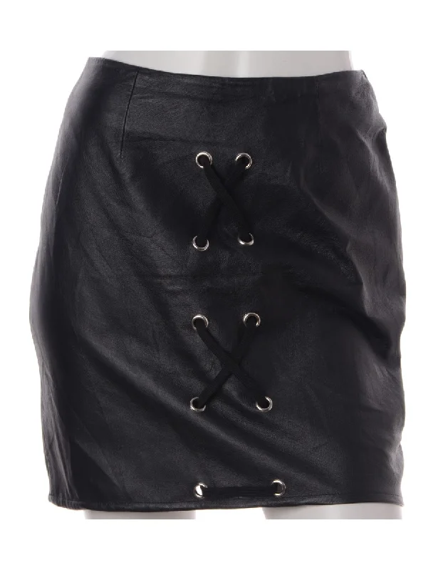 Label Scarlet Lace Up Leather Skirt