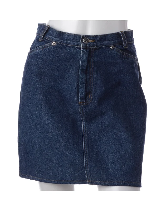 Label Short Denim Skirt