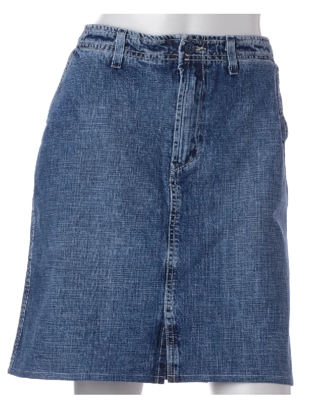 Label Short Denim Skirt