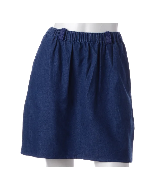 Label Short Denim Skirt