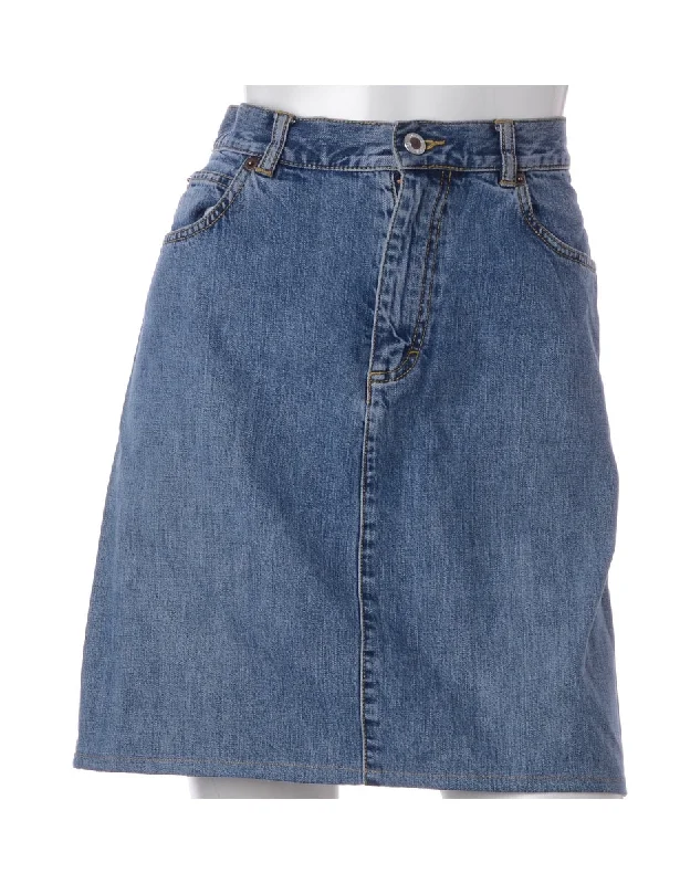 Label Short Denim Skirt