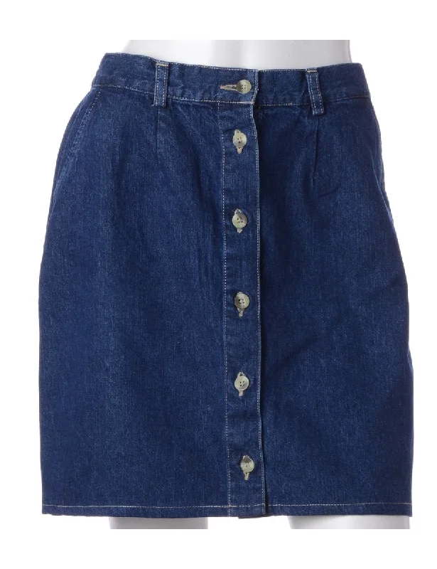 Label Short Denim Skirt