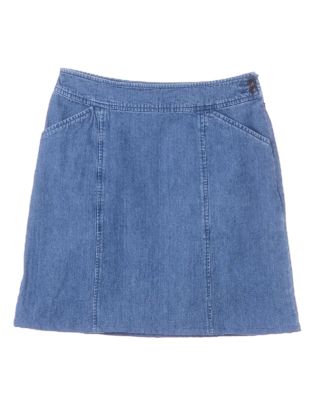 Label Short Denim Skirt