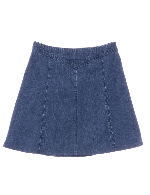 Label Short Denim Skirt