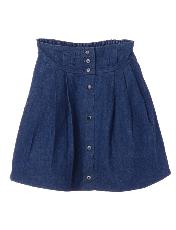 Label Short Denim Skirt