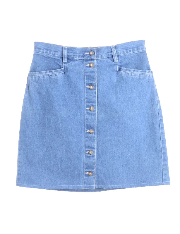 Label Short Denim Skirt