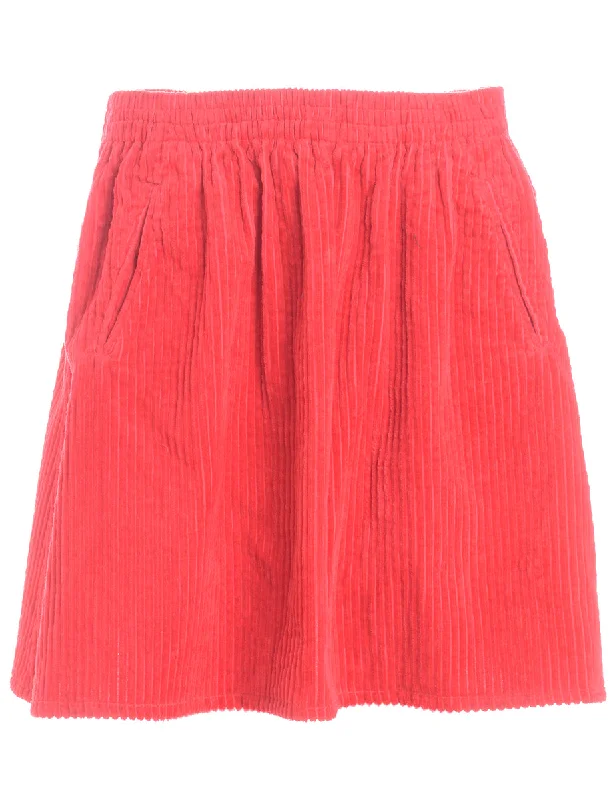 Label Shortened Corduroy Skirt