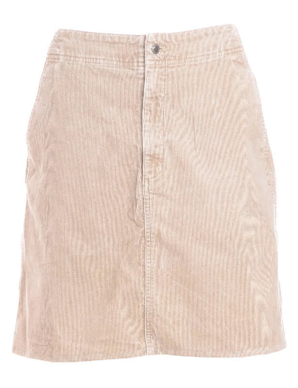 Label Shortened Corduroy Skirt