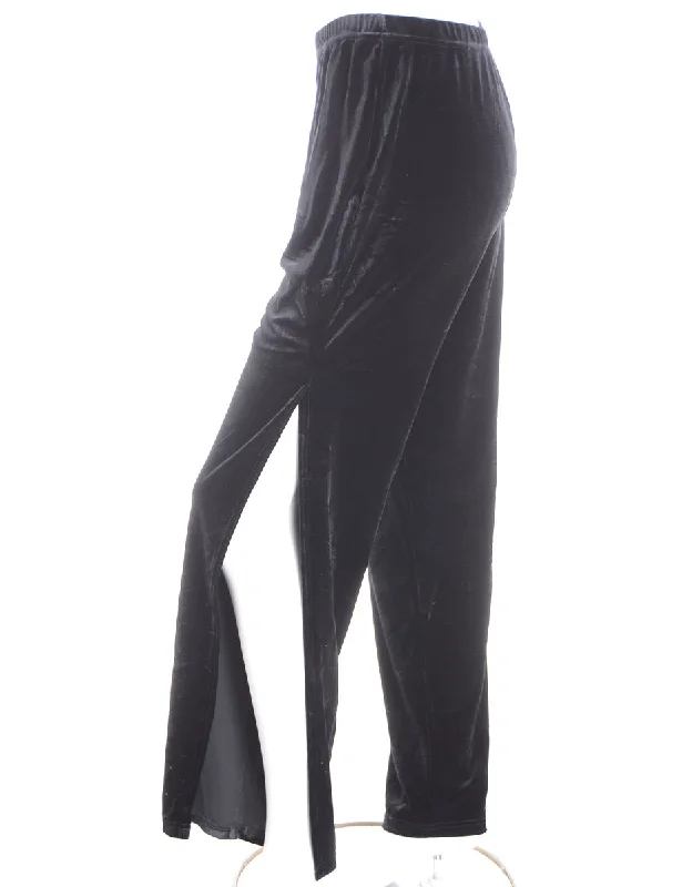 Label Split Side Velvet Trousers