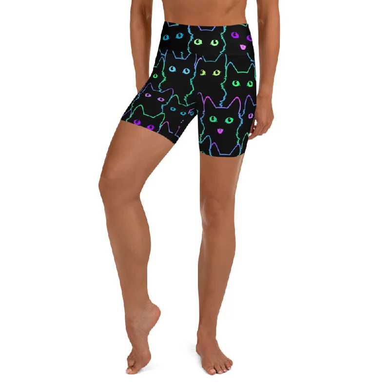 Mystic Halloween Cats Yoga Shorts