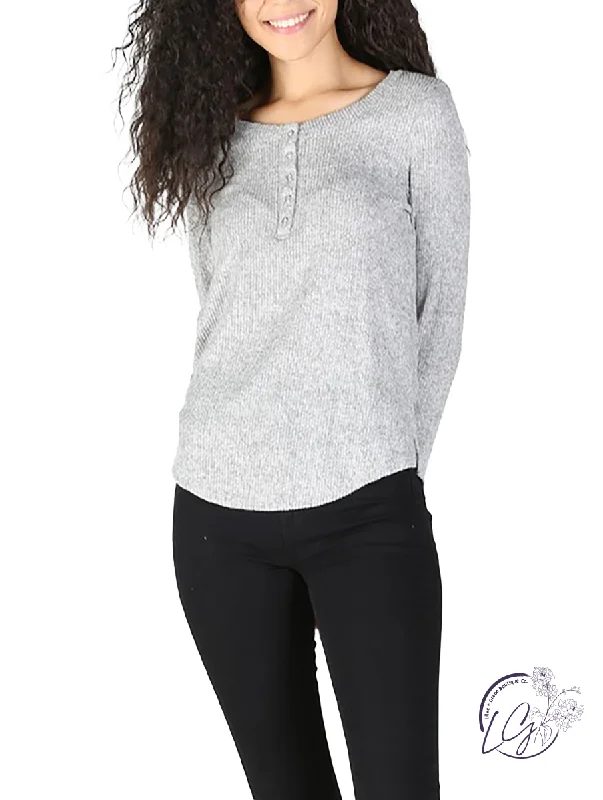 No Apologies Necessary Ribbed Henley Long Sleeve