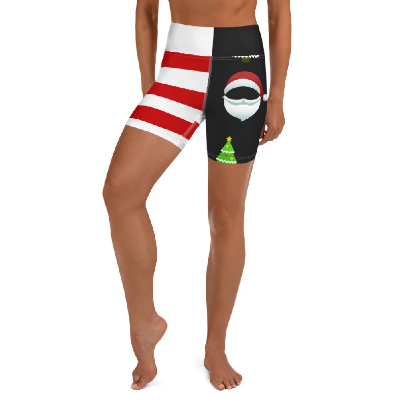 Santa Claus Stripes Yoga Shorts