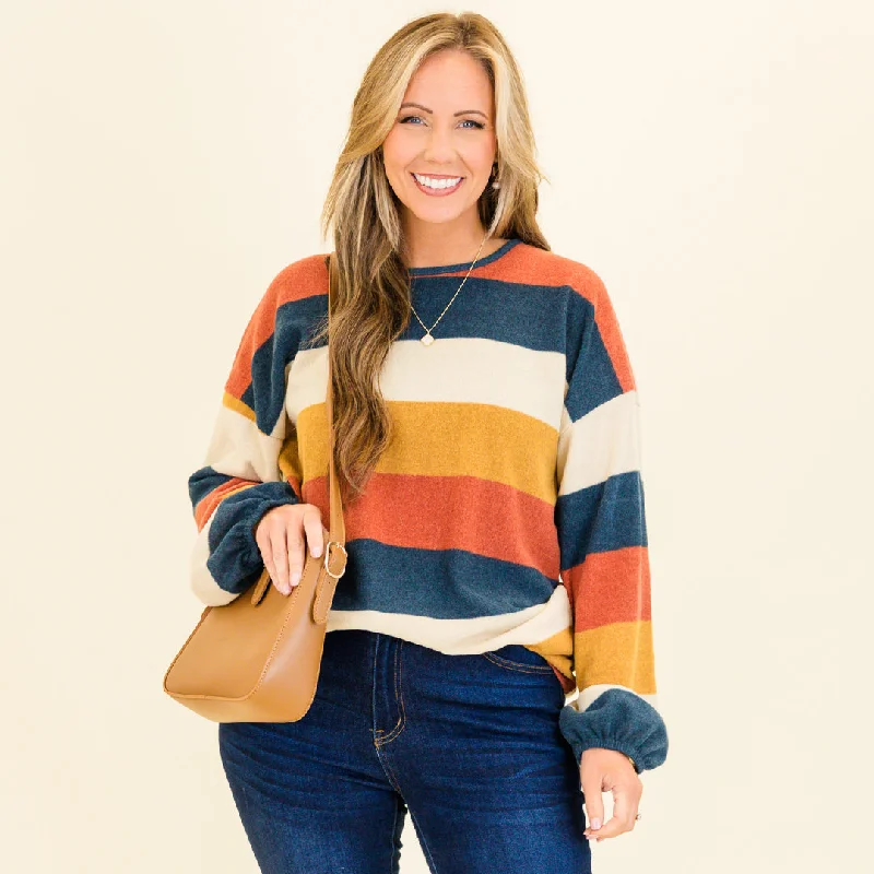 Sherbert Pop Sweater, Mustard-Rust