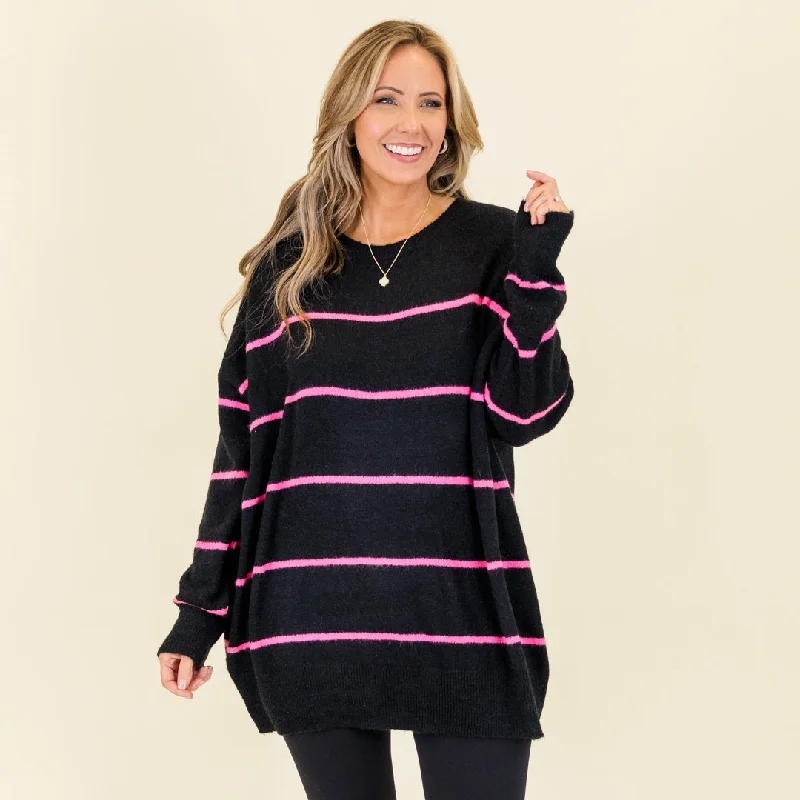 Slumber Party Sweater, Black-Pink