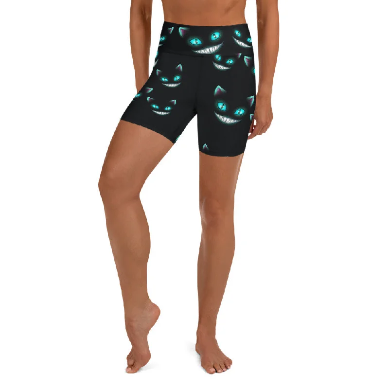 Spooky Halloween Cat Yoga Shorts