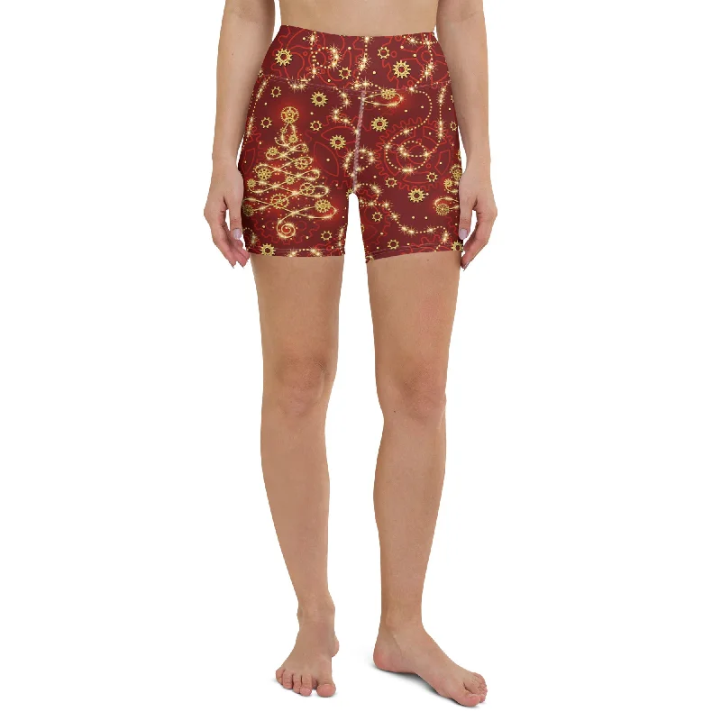 Steampunk Christmas Yoga Shorts